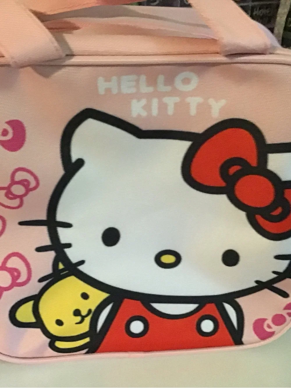 Hello Kitty Pink Lunch Tote with Red Bow Graphic